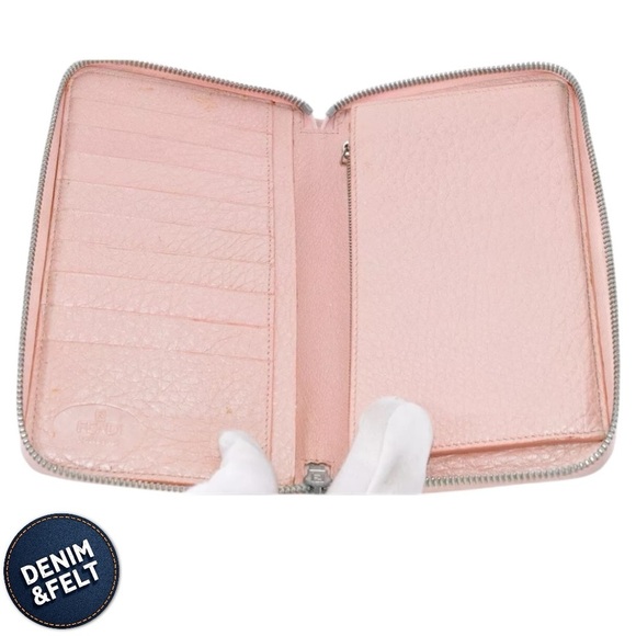 FENDI Pink Serelia Continental Long Leather/Canvas Round Full Zip Wallet 🩷🤎 - Picture 7 of 10